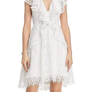 ELLIAT Interlude Sleeveless V Neck Ruffle Lace Mini Dress